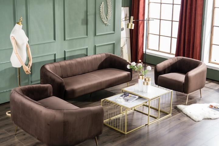 라인 벨벳 골드 북유럽 인테리어 포인트 패브릭소파 3인용