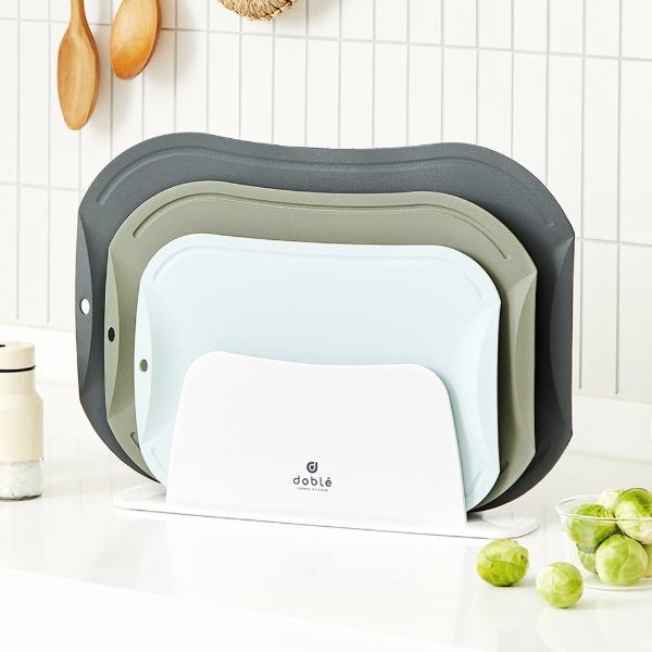 [도블레] 칼집이 나지 않는 도마 4종 세트 도마(L+M+S)+스탠드