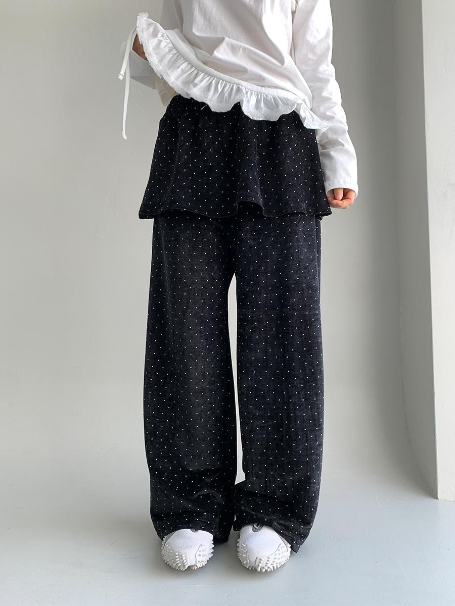 Dot velour skirt-pants (2color)