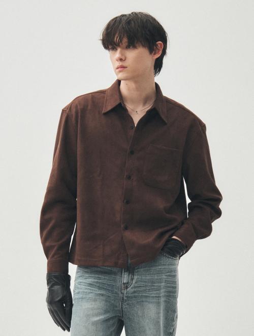 마가렛 스웨이드 크롭셔츠 [다크브라운]