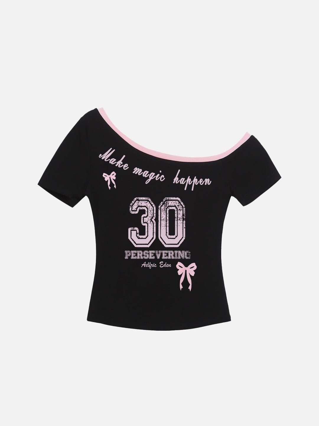 Aelfric Eden Number Print Off-The-Shoulder Tee - Black / XS