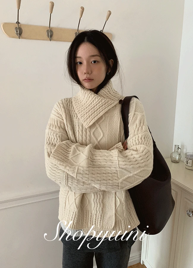 Una cable cardigan (3color)