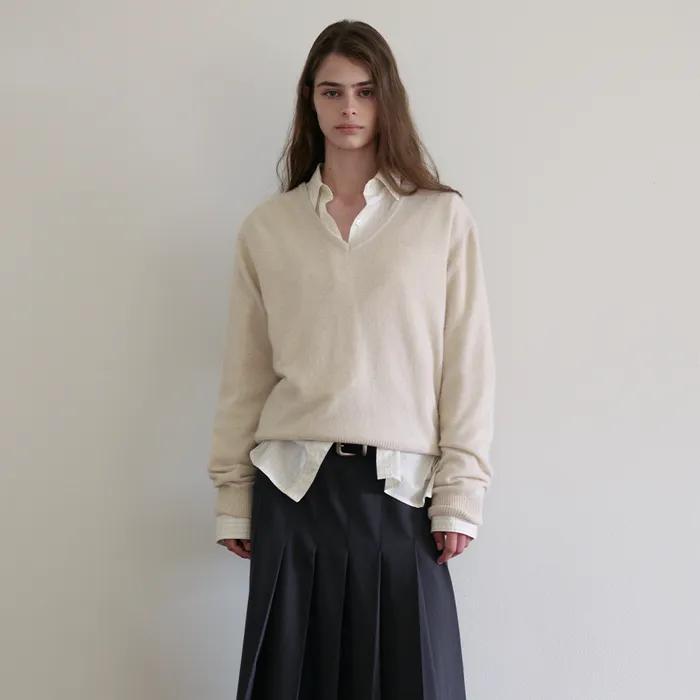 [6th] Soft Raccoon Pull Over V-Neck Knit_5 Colors