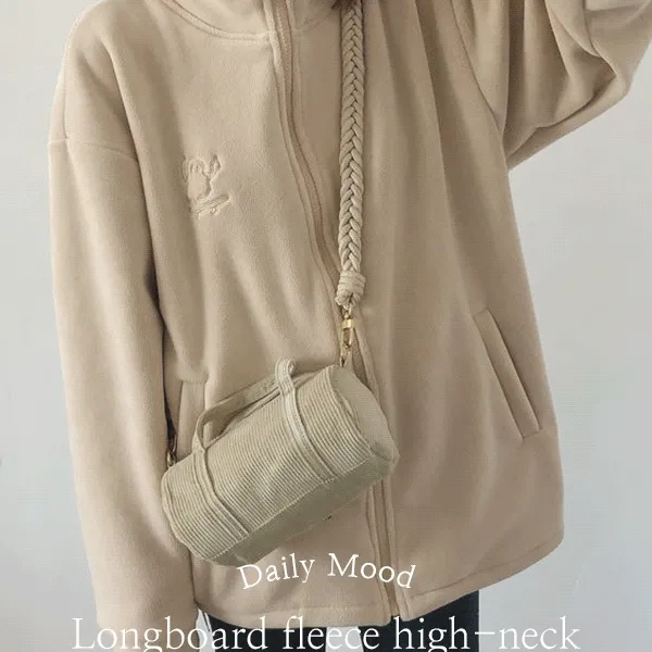 [오버핏✨] 롱보드 후리스 하이넥 집업  JP1391 플리스 폴라폴리스 에슬레져 가을 간절기 겨울 루즈핏 오버핏 폴리 스키장템 방한템