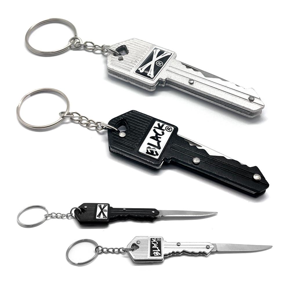 [ 무채색 키링 ] knife key ring. 우니88 X 블랙 실버 빈티지 열쇠 미니 접이식 나이프 키링 다용도 폴딩 캠핑 휴대용 열쇠고리 호신용 칼 유니크 소품 키링 인테리어