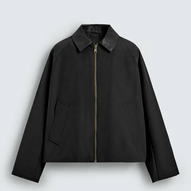 자라 테크니컬 레더 칼라 오버셔츠 8281/754/800 BLACK