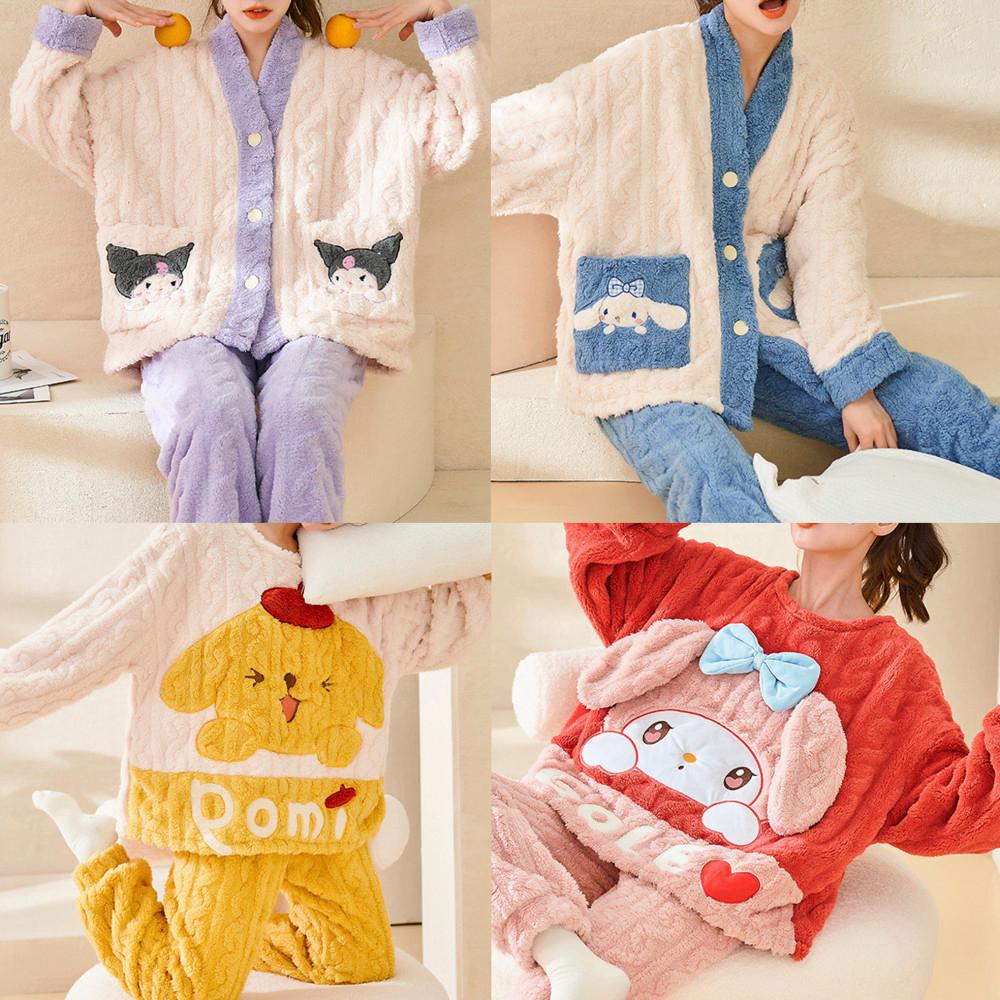 산리오 겨울 수면 잠옷 극세사 원피스 파자마 커플 우정템 쿠로미 시나모롤 마이멜로디