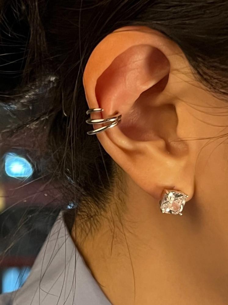 쓰리링 스프링 세줄 이어커프 귀안뚫는 귓바퀴 귀찌 귀걸이
