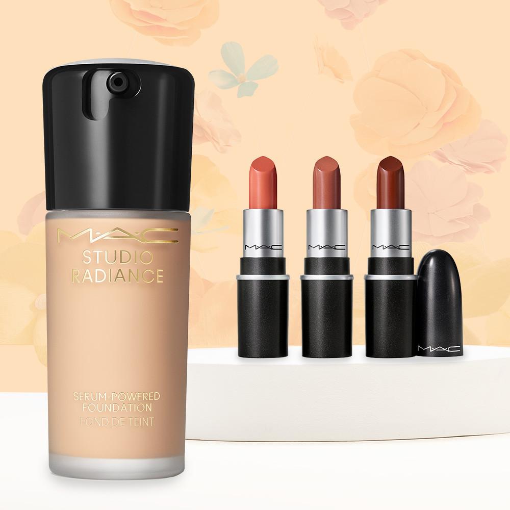 맥 스튜디오 래디언스 세럼-파워 파운데이션 30ml (+ 미니 러스터 글래스 트리오 증정), 4종 세트