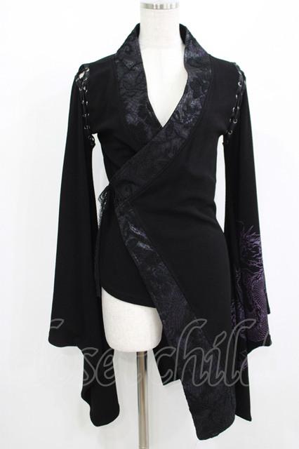 Qutie Frash / 着物カーデ  黒×紫 H-25-08-07-027-QU-TO-KB-ZH