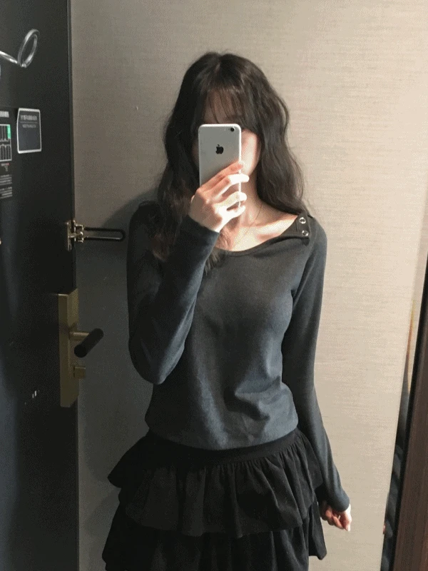 ♡전컬러 바로배송♡ [✷MADE] Snap button tee / 스냅 버튼 숄더 티