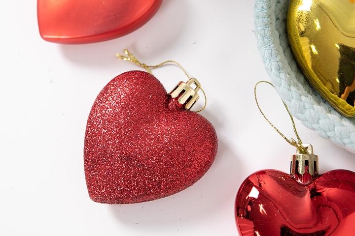 크리스마스장식 뉴혼합하트 6cm(9개입)