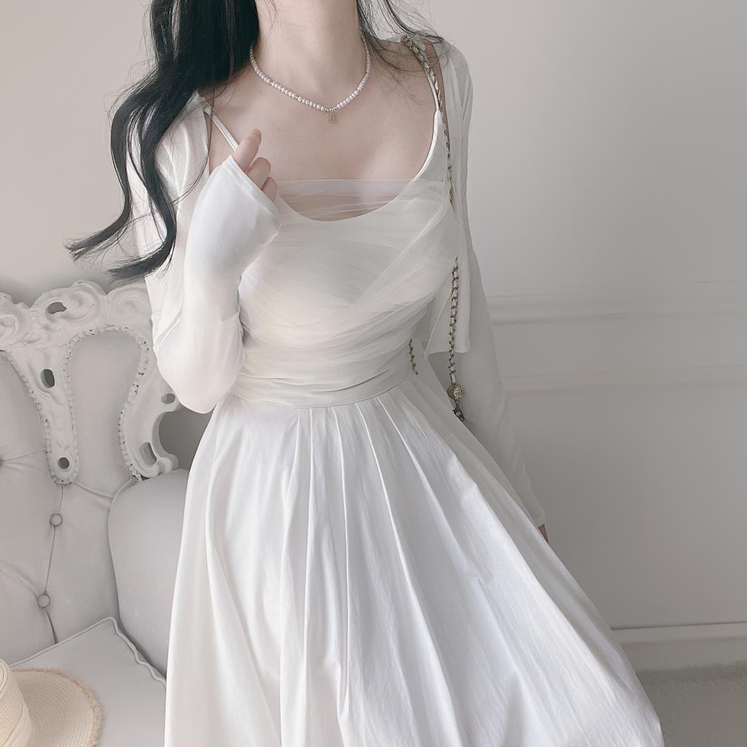 안젤라부티크 신상할인✨고퀄 더블 메쉬 나시+가디건 SET 크롭 미니 망사 시스루 봄 여름 가을 데이트 데일리룩