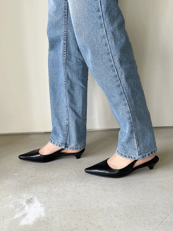 스틸레토 실버 키튼굽 구두 루이체 밴딩 스트랩 슬링백 힐