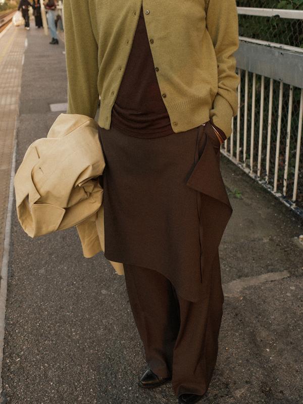 (LIMITED) VENTI SLEEK WRAP TROUSERS, KHAKI BROWN