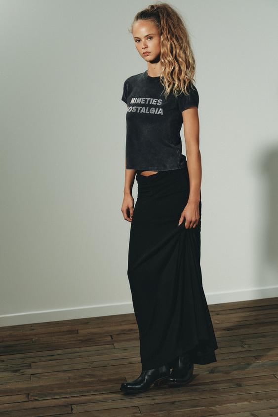 워싱 텍스트 티셔츠