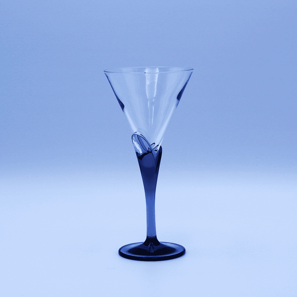 [Vintage] Mouth-Blown Blue Tulip Glass