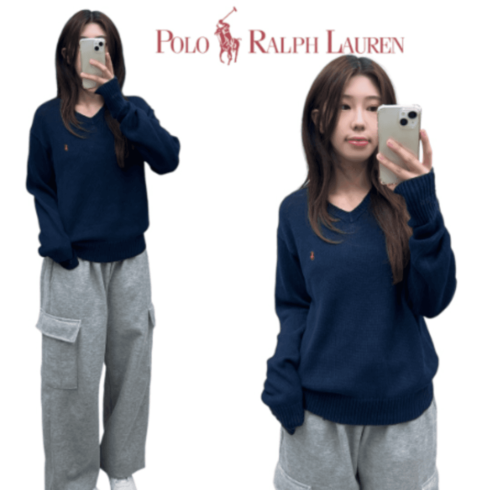 폴로 랄프로렌 레드포니 네이비 브이 니트 s
