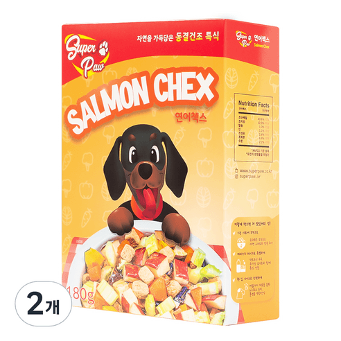 슈퍼포우 강아지 동결건조 자연식 사료, 연어, 180g, 2개