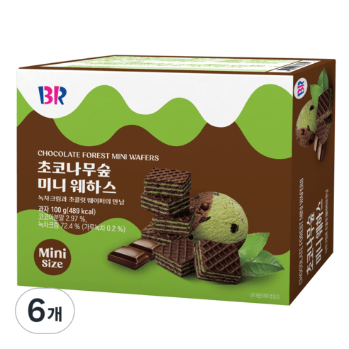 배스킨라빈스 초코나무숲 미니 웨하스, 100g, 6개 - 과자쿠키 | 쿠팡