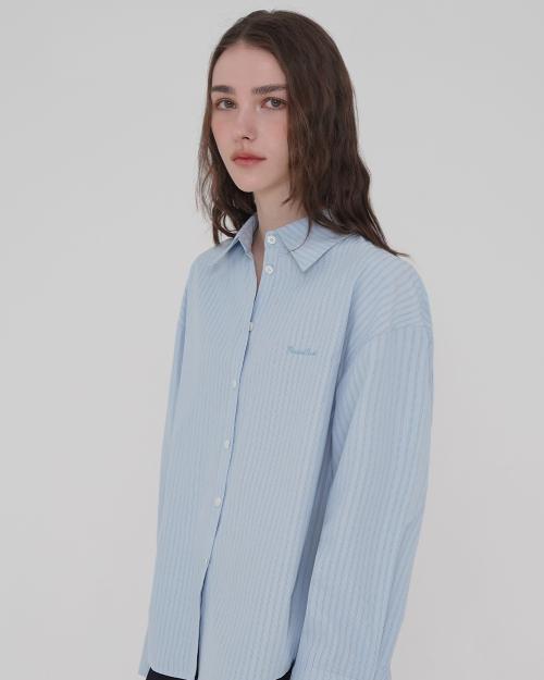 백 카라 셔츠 - 블루