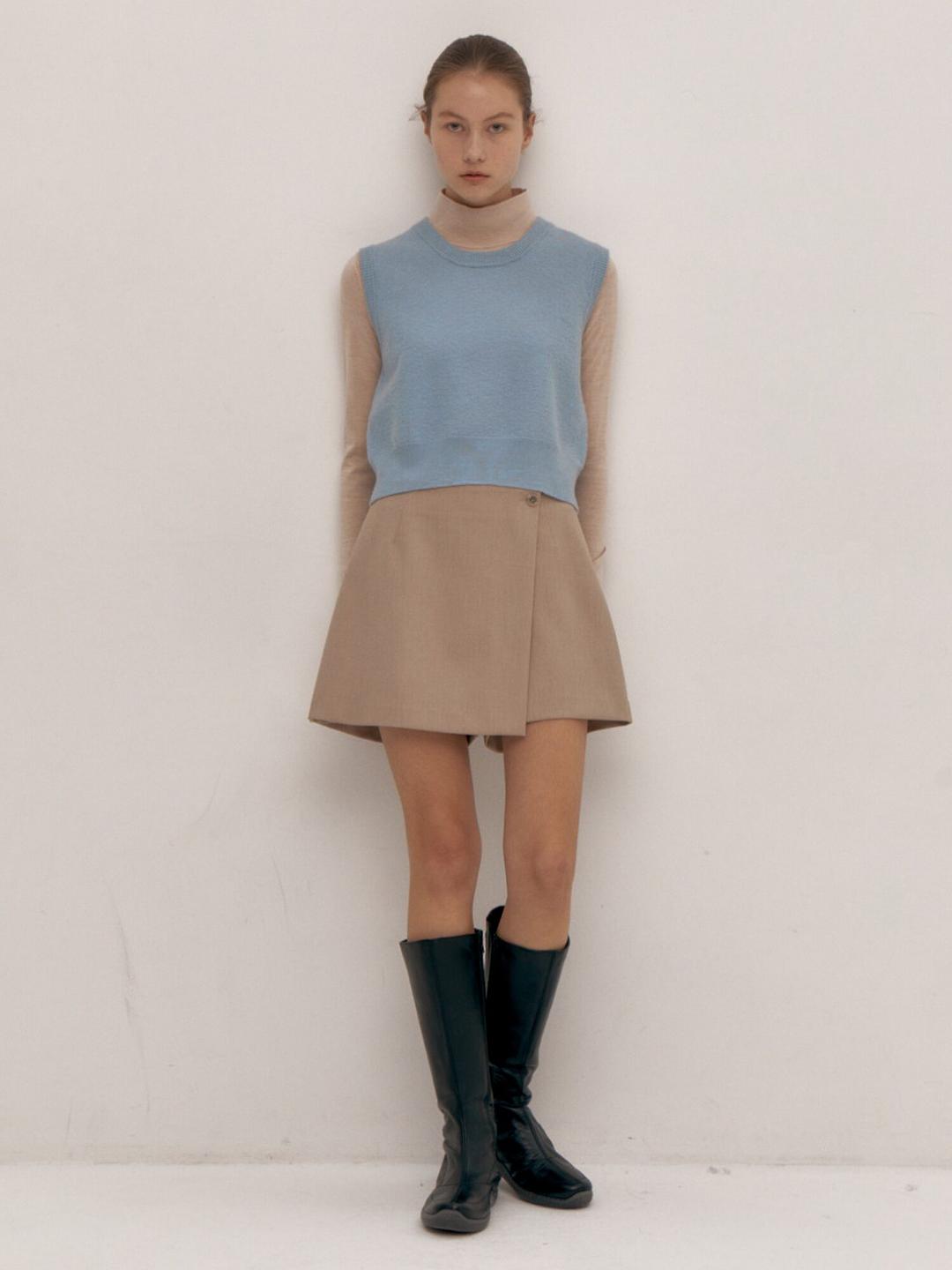 Wrap Skirt Pants - Beige