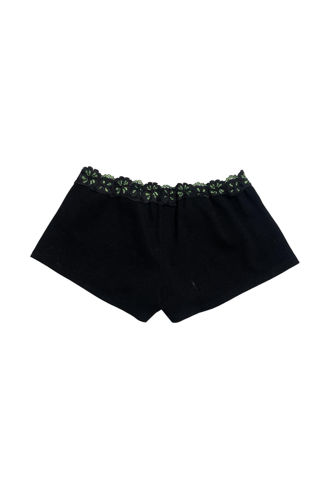 [6월 3주차 순차배송] LACE RIBBED MICRO SHORTS (BLACK)