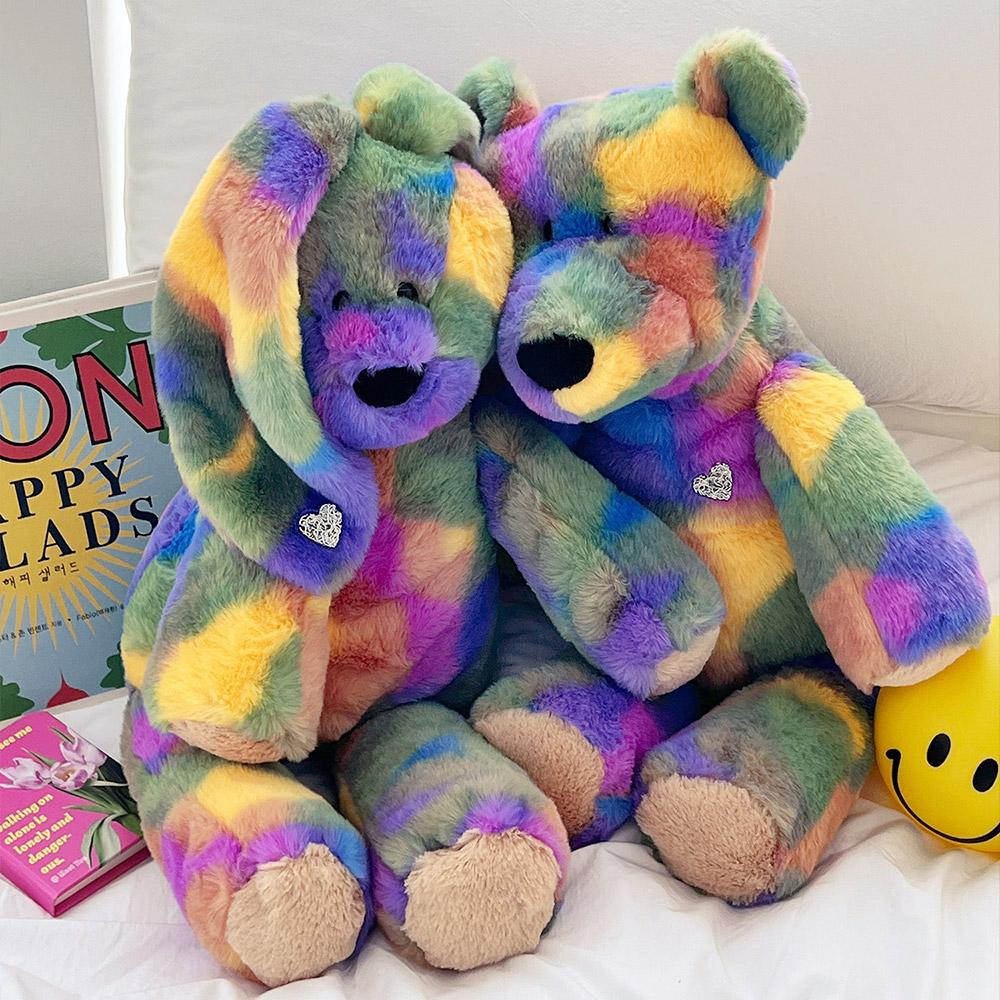 90's 하이틴감성 레인보우 인형 레인보우 토끼 곰돌이 애착인형 (펜던트 증정)