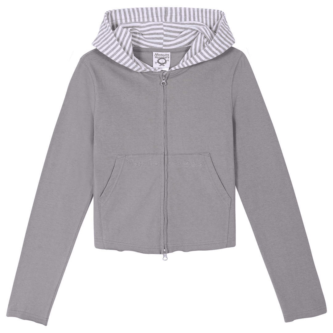 Mosquito murderers CROP HOODIE JACKET (Gray)