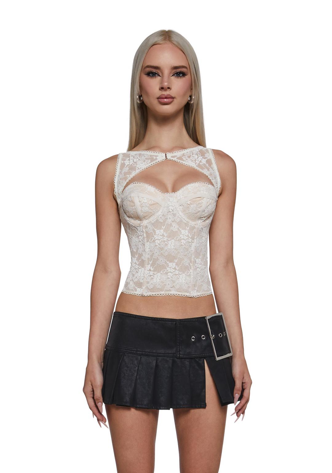 Total Siren Lace Corset Top - Ivory - IVORY / XX-SMALL