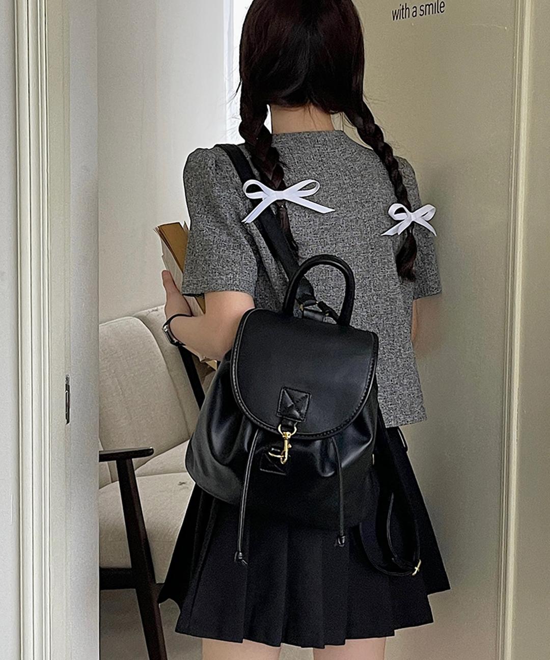 비건 레더 고리 버클 여성 패션 미니 백팩 가방