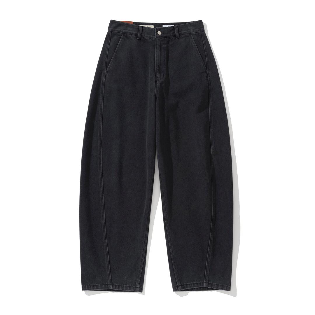 [MASCULINE LINE] DAWKINS WASHED BLACK CURVED LINE DENIM JEANS #1