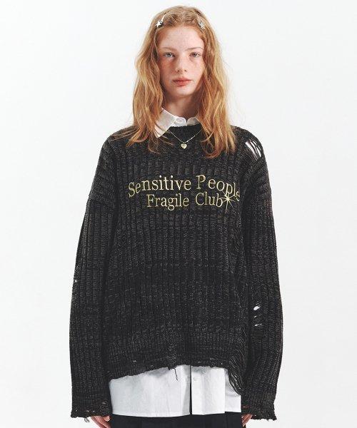 Fragile Club Damage Sweater(BLACK)