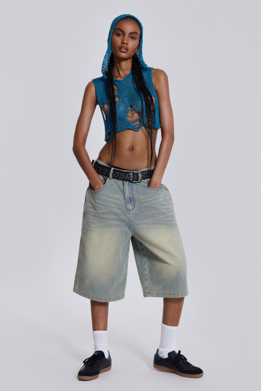 Light Wash Jumbo Jorts - W28 / Blue