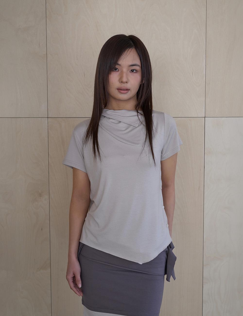 Stitch Drape Jersey in Grey Beige
