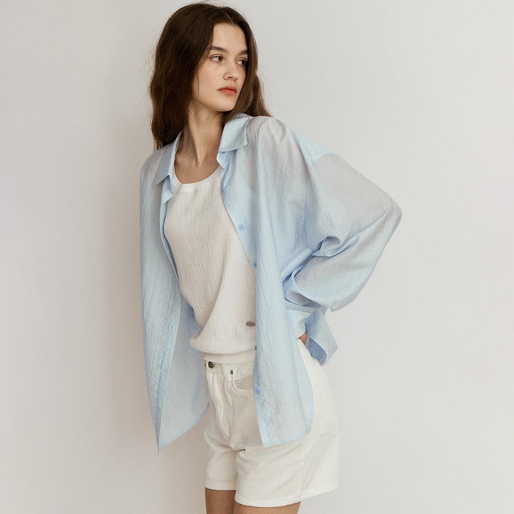 TEXTURE OVERSIZE SHIRT_SKY BLUE