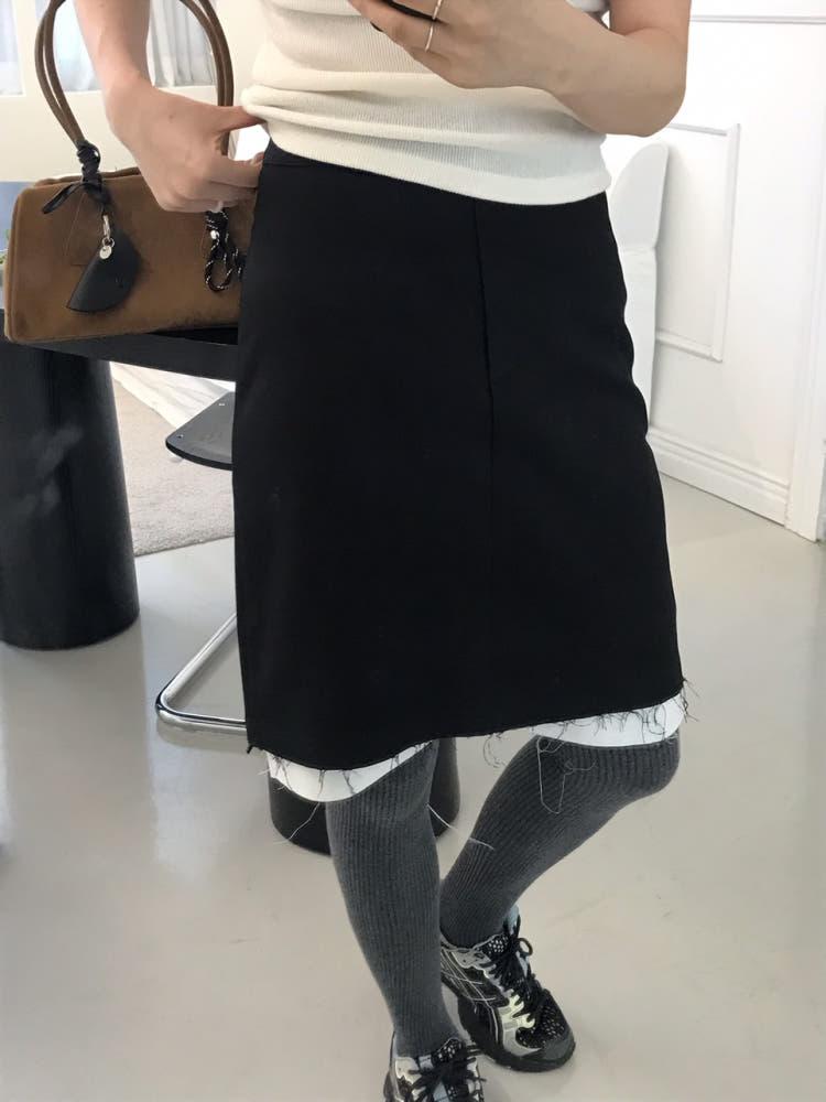 카이브 컷팅스커트 레이어드스커트