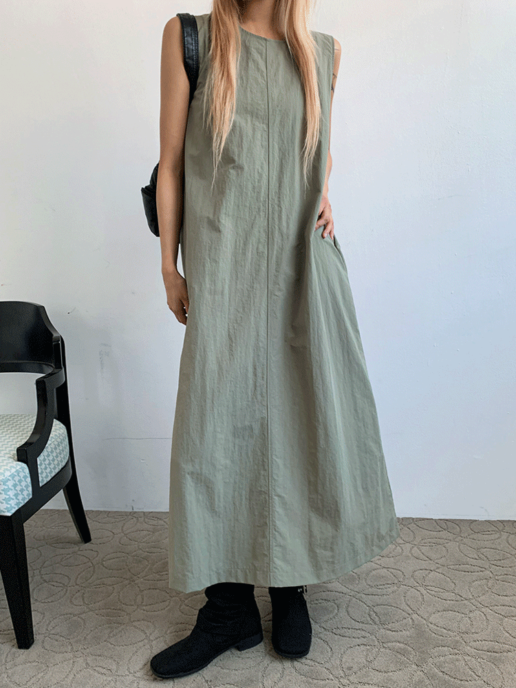 크라픈 나일론 루즈핏 롱 원피스