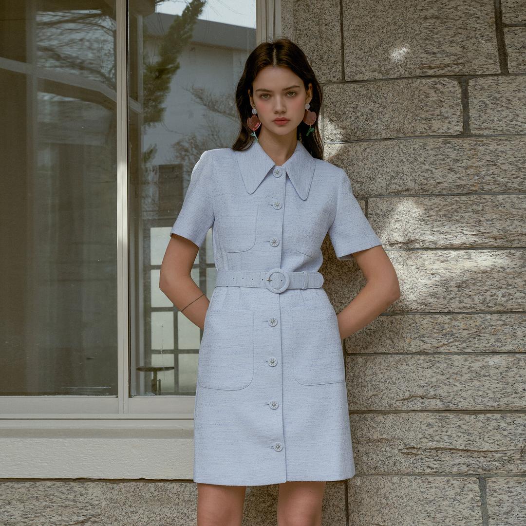 22SS CALLA 43  Fiore Twinkle Tweed Ops Sky-blue( 원피스 )