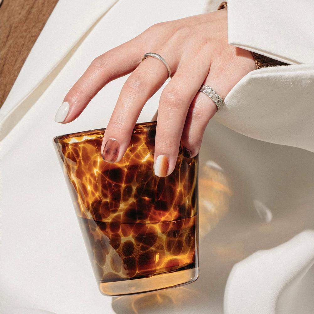 오드앤룸 앰버 레오퍼드 유리컵 점박이컵 도트 호피무늬 글라스 감성 홈카페 커피 와인컵