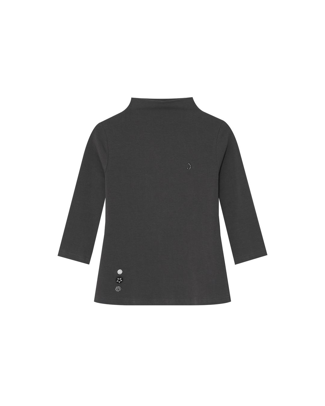 HALF NECK CAPRI SLEEVE TOP [CHARCOAL]