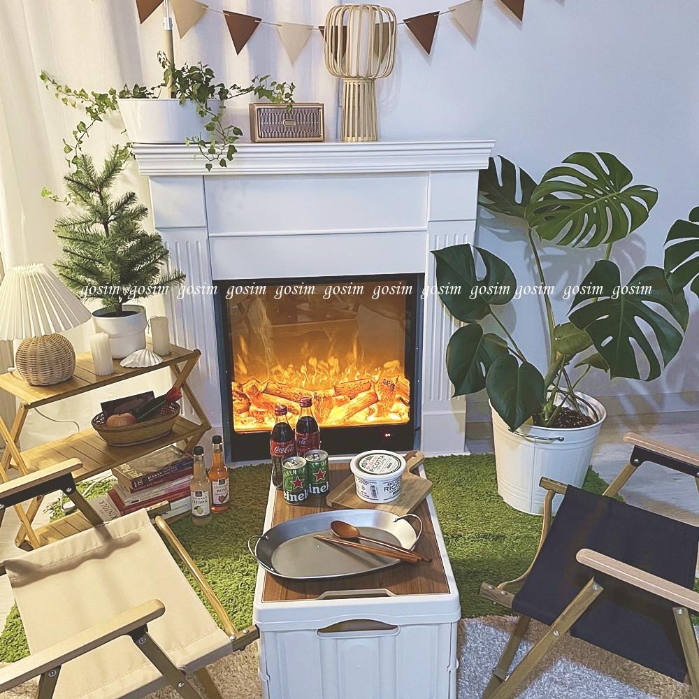 엔틱 인테리어 벽난로 콘솔 LED 가짜 불멍