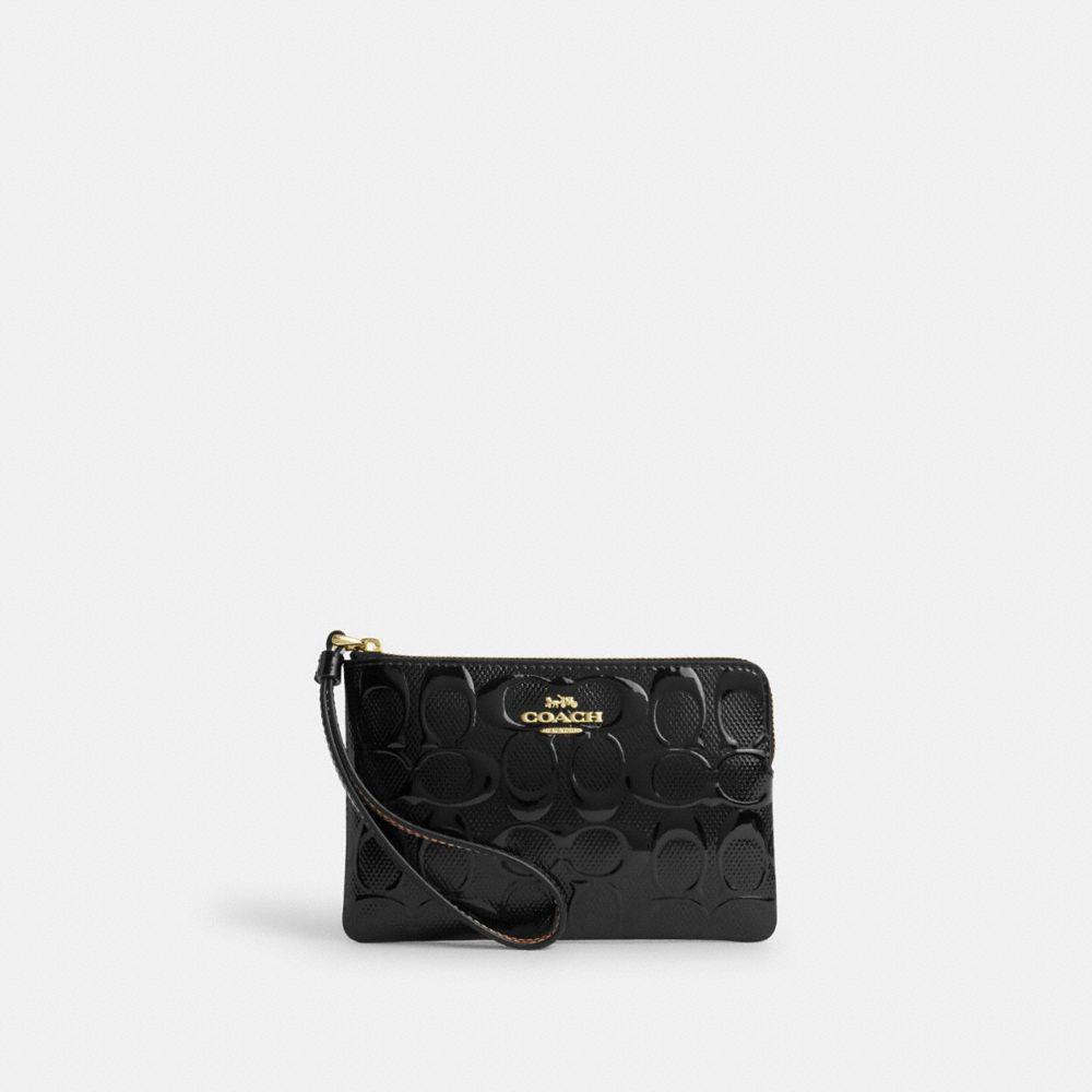 코치 시그니처 가죽 코너 지퍼 CV418 IMBLK Corner Zip In Signature Leather