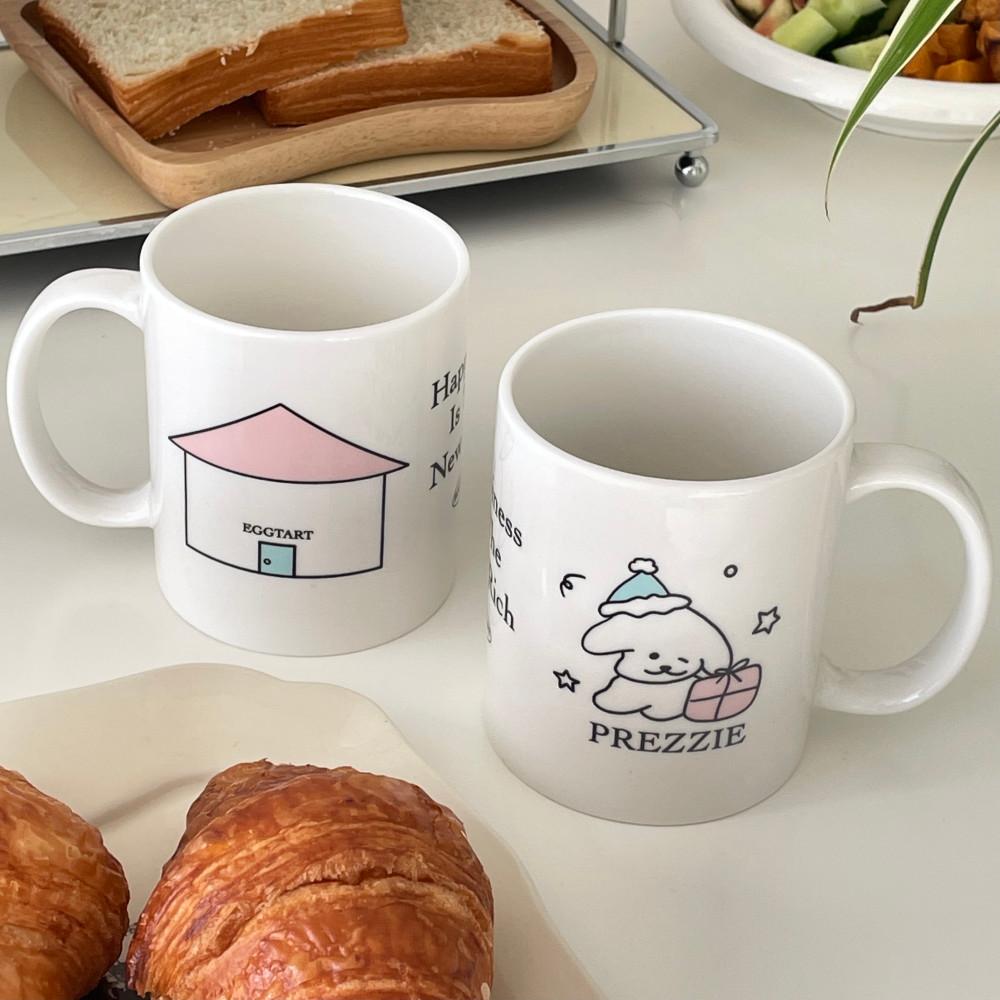 수심 Eggtart Mug 머그 컵 귀여운 물컵 강아지 감성 심플 도자기 유니크 홈카페