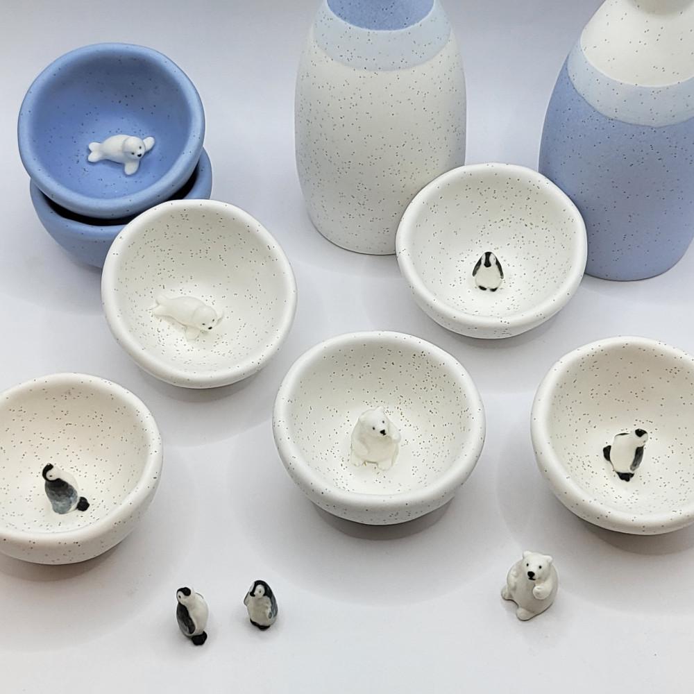 북극남극의만남(펭귄/북극곰/물범술잔)