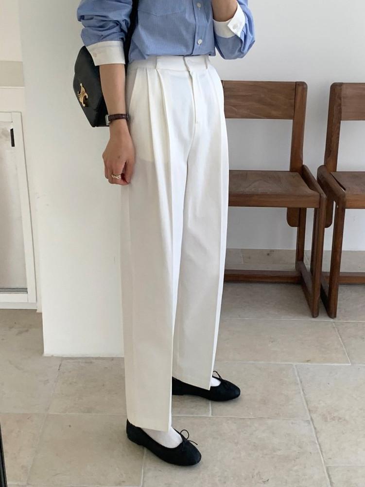 리브레 프렌치 팬츠 2302 핀턱 면 바지