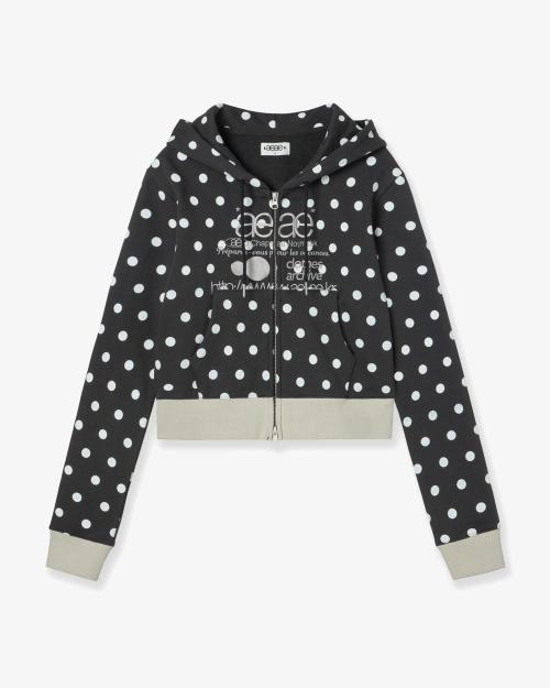WEB LOGO CROP HOOD ZIP UP [DOT CHARCOAL]