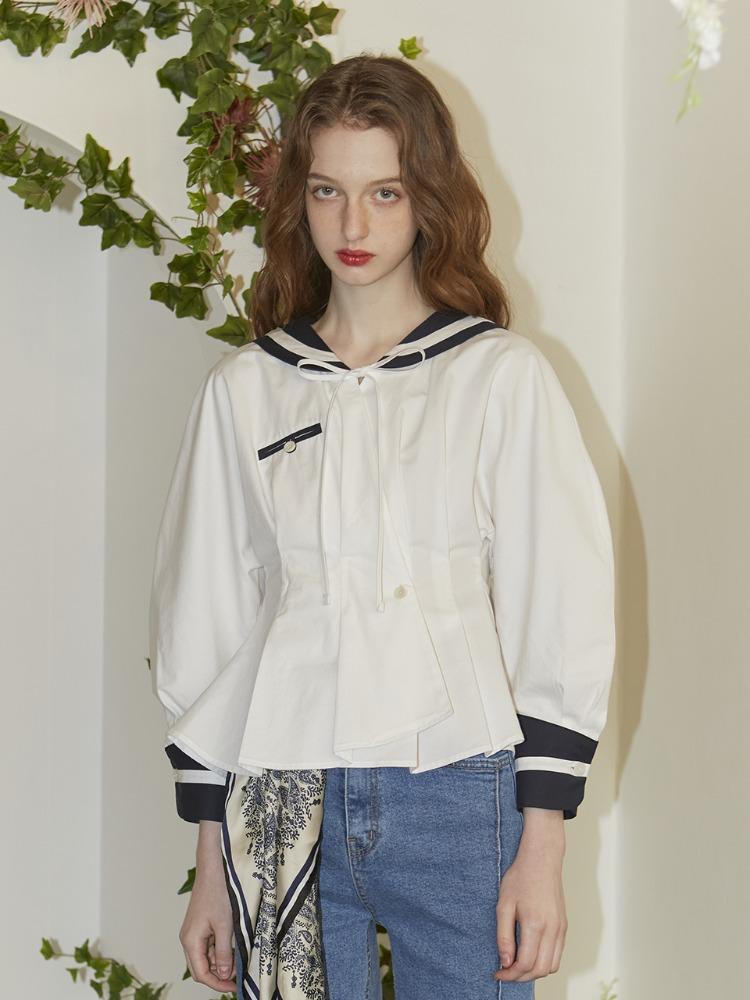 Sailor Long Sleeve Pocket Blouse