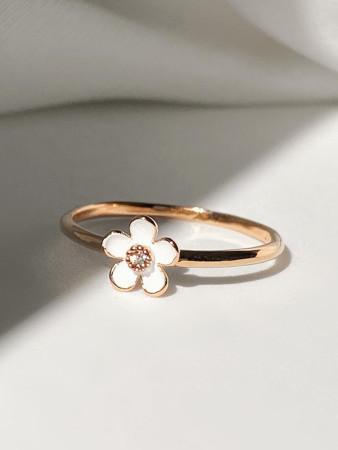 이런 상품 어때요? [무배/실버925] 14k 로즈골드 화이트 에폭시 꽃 큐빅 은반지