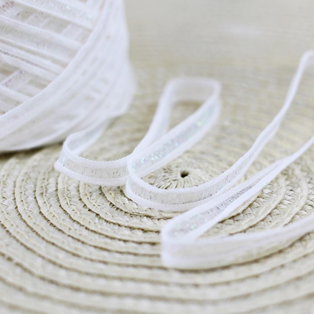 리본실 테이프얀 특수사 메탈 화이트 핑크 코바늘실 핸드폰가방뜨기 위빙실 40g